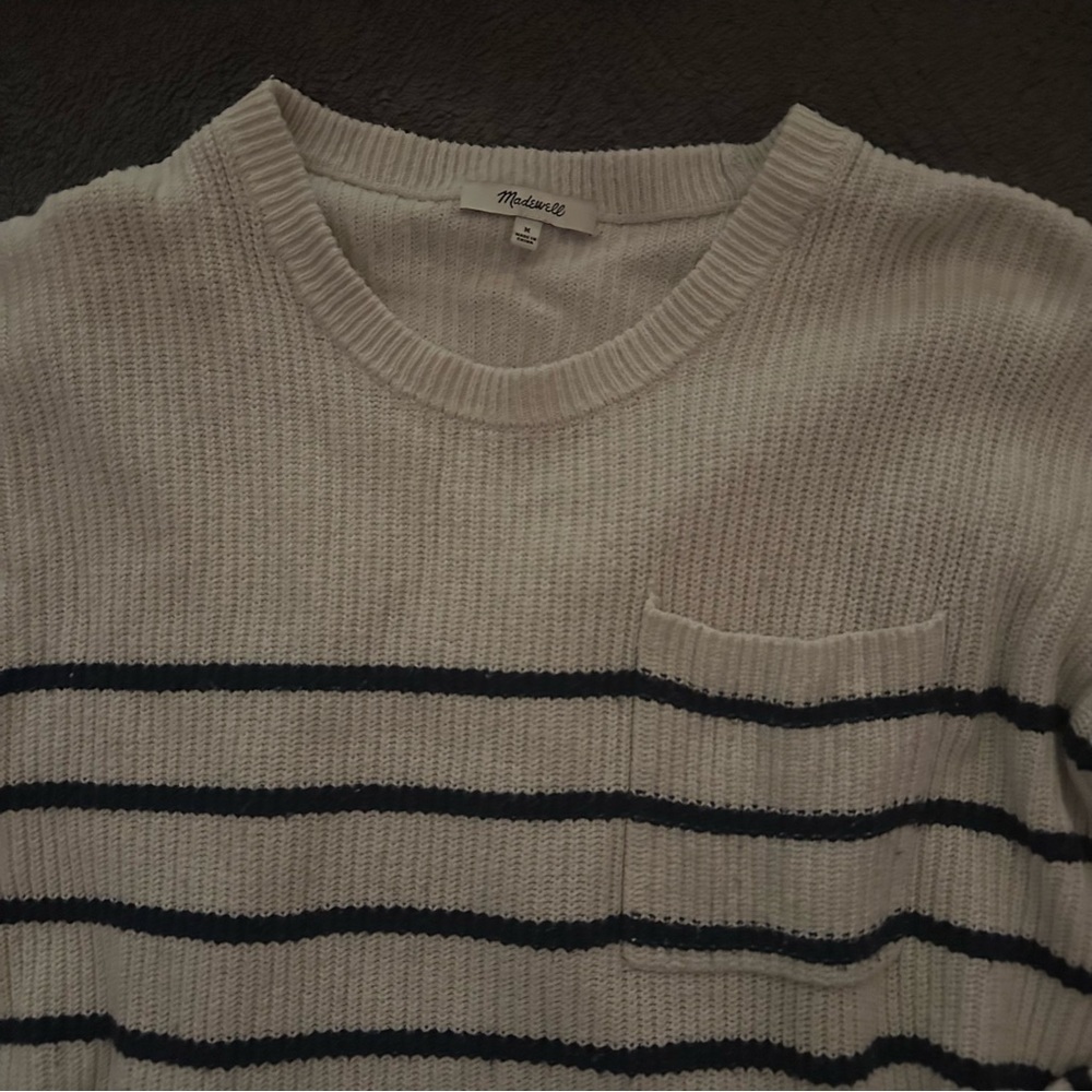 Madewell Cream and Blue Striped Sweater - Picture 3 of 3